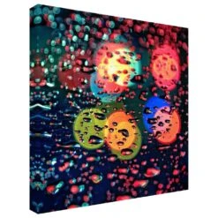 Timberlake Beata Czyzowska 'Rainy Abstract' 14" X 14" Canvas Art In Black/Orange/Pink/Red/Wine