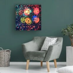 Timberlake Beata Czyzowska 'Rainy Abstract' 14" X 14" Canvas Art In Black/Orange/Pink/Red/Wine -Home Decoration Series 59928291 4