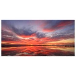 Timberlake Beata Czyzowska 'Red Reflections' 10" X 19" Canvas Art In Grey/Brown/Blue/Red/Tan -Home Decoration Series 59928531 3