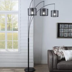 Anthony California 3-Arm Arc Floor Lamp In Black Metal