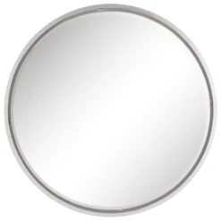 Maple And Jade 30" Round Wall Mirror In Glossy Silver