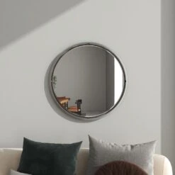Maple And Jade 30" Round Wall Mirror In Glossy Silver -Home Decoration Series 60023231 12