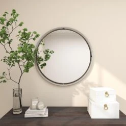 Maple And Jade 30" Round Wall Mirror In Glossy Silver -Home Decoration Series 60023231 13