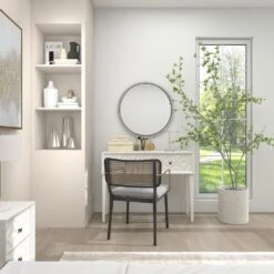 Maple And Jade 30" Round Wall Mirror In Glossy Silver -Home Decoration Series 60023231 15