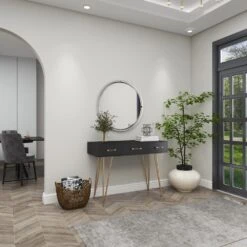 Maple And Jade 30" Round Wall Mirror In Glossy Silver -Home Decoration Series 60023231 17