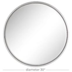 Maple And Jade 30" Round Wall Mirror In Glossy Silver -Home Decoration Series 60023231 5