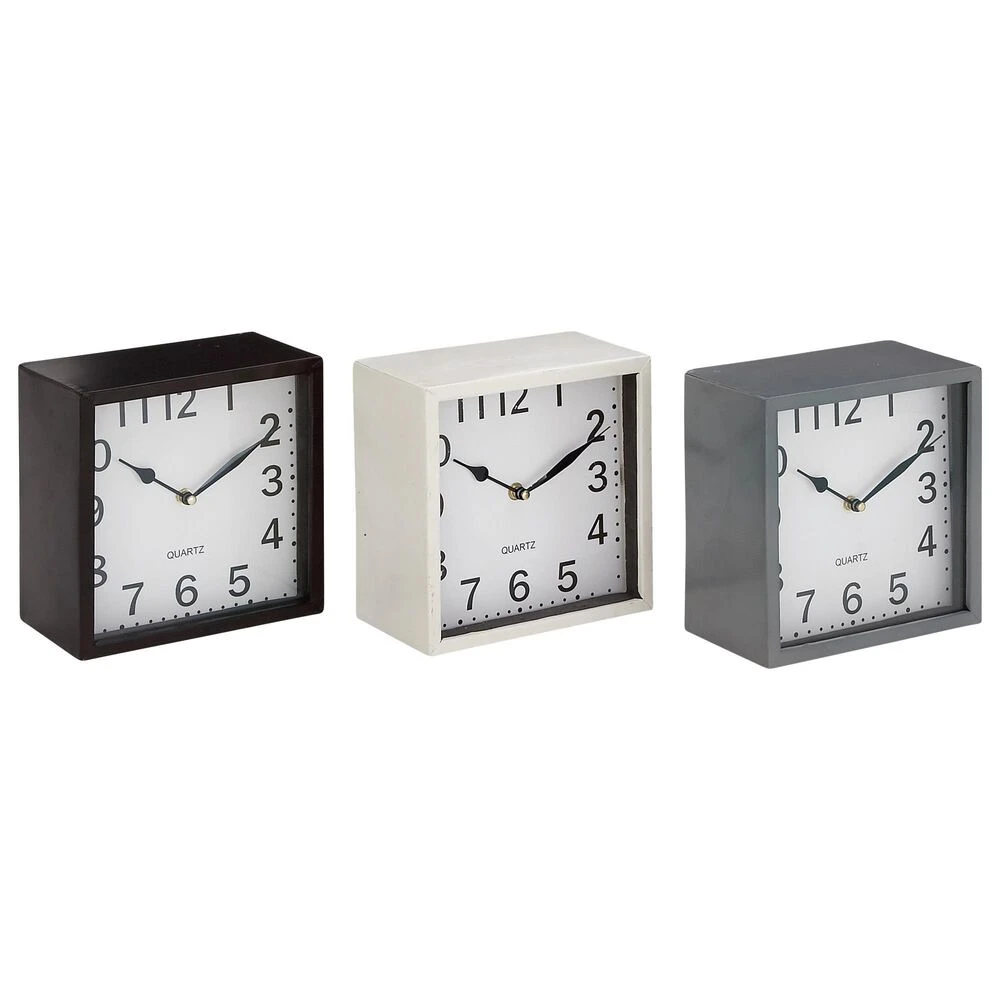 Maple And Jade Square Traditional Table Clock In Multicolor (Set Of 3) 3 Maple And Jade Square Traditional Table Clock In Multicolor (Set Of 3)