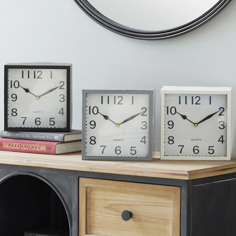 Maple And Jade Square Traditional Table Clock In Multicolor (Set Of 3) 4 Maple And Jade Square Traditional Table Clock In Multicolor (Set Of 3) - Image 2