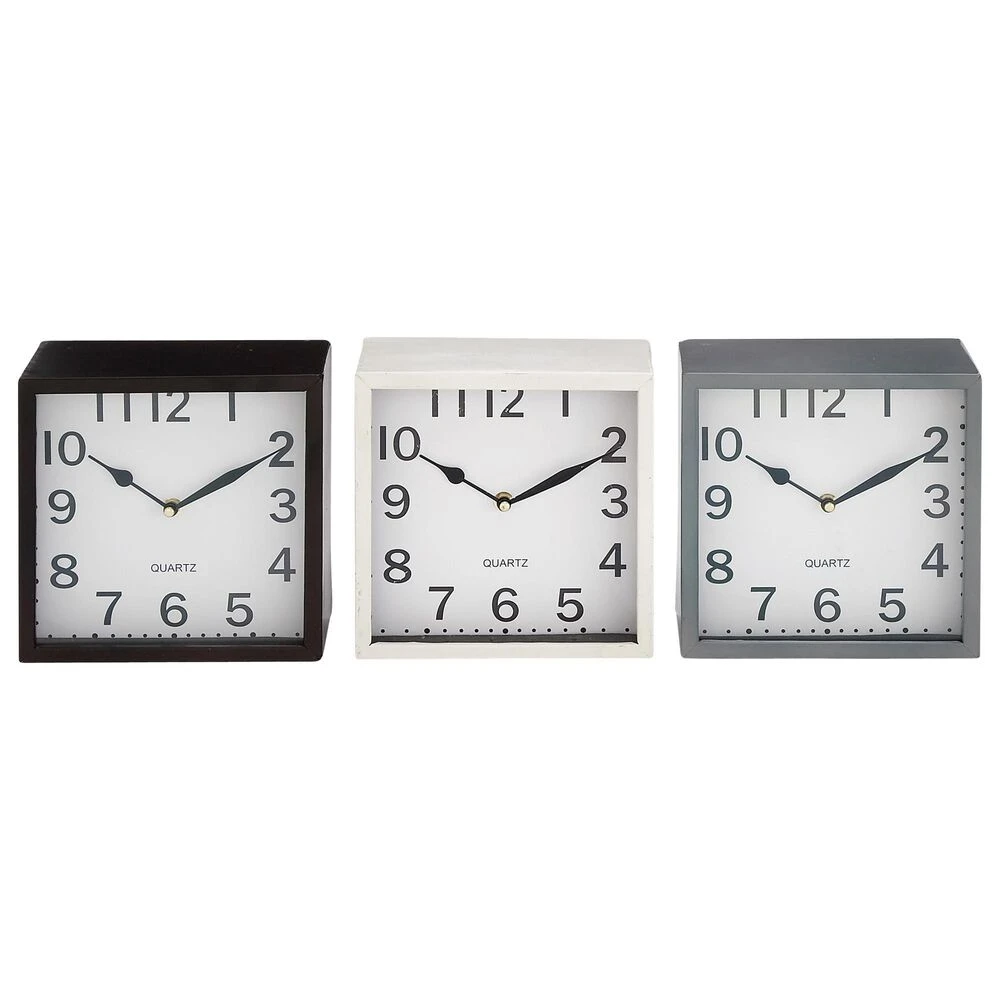 Maple And Jade Square Traditional Table Clock In Multicolor (Set Of 3) 6 Maple And Jade Square Traditional Table Clock In Multicolor (Set Of 3) - Image 4