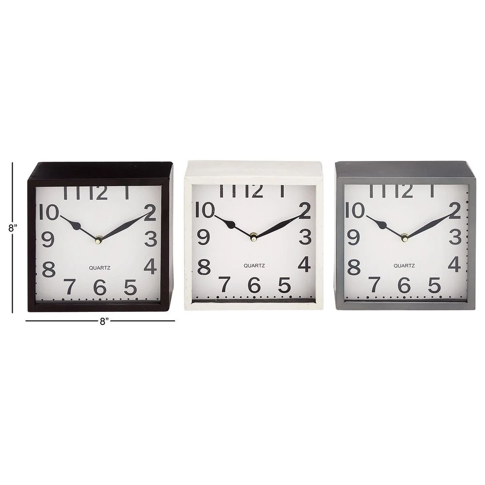 Maple And Jade Square Traditional Table Clock In Multicolor (Set Of 3) 8 Maple And Jade Square Traditional Table Clock In Multicolor (Set Of 3) - Image 6