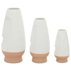 Maple And Jade Abstract Vase In White And Tan (Set Of 3) -Home Decoration Series 60023942 6