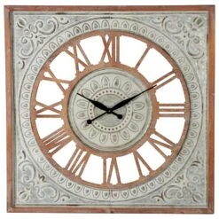 Maple And Jade 36" Square Wall Clock In Distressed Brown And Gray 13 Maple And Jade 36" Square Wall Clock In Distressed Brown And Gray -Home Decoration Series 60024247 5