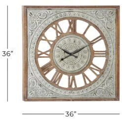 Maple And Jade 36" Square Wall Clock In Distressed Brown And Gray 15 Maple And Jade 36" Square Wall Clock In Distressed Brown And Gray -Home Decoration Series 60024247 7
