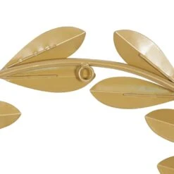 Maple And Jade 22" X 22" Coastal Leaves Wall Decor In Green And Gold -Home Decoration Series 60025145 4