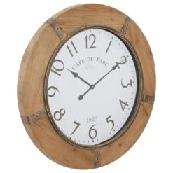 Maple And Jade 32" Rustic Wood Wall Clock In Natural Brown