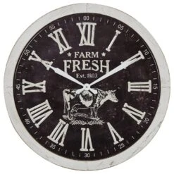 Maple And Jade 24" Wall Clock In White And Black