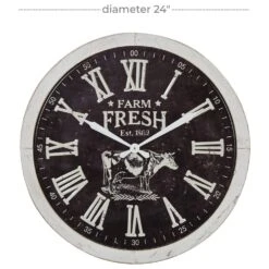 Maple And Jade 24" Wall Clock In White And Black -Home Decoration Series 60025285 10