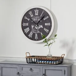 Maple And Jade 24" Wall Clock In White And Black -Home Decoration Series 60025285 9