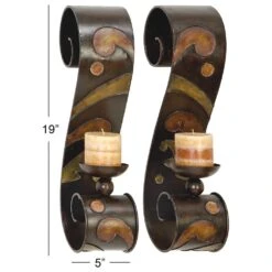 Maple And Jade Candle Holder Wall Sconce In Gold And Copper (Set Of 2) -Home Decoration Series 60025806 9