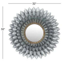 Maple And Jade 32" Round Wall Mirror In Grey And Gold -Home Decoration Series 60028099 12