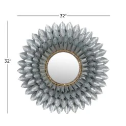 Maple And Jade 32" Round Wall Mirror In Grey And Gold -Home Decoration Series 60028099 5
