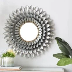 Maple And Jade 32" Round Wall Mirror In Grey And Gold -Home Decoration Series 60028099 7