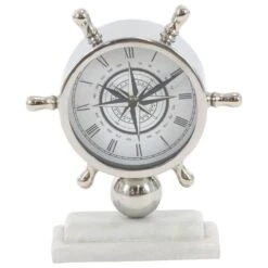 Maple And Jade 9" X 8" Clock In Silver And White