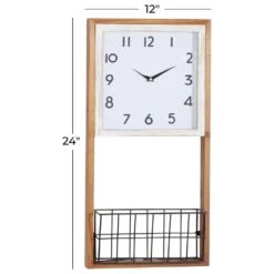 Maple And Jade Farmhouse Wall Clock With Shelf In Brown -Home Decoration Series 60030988 9