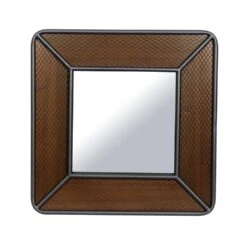 Maple And Jade 31" Square Wall Mirror In Rich Brown And Dark Gray