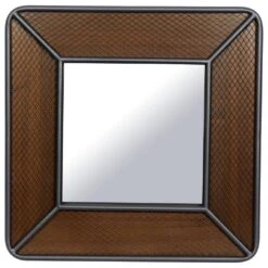 Maple And Jade 31" Square Wall Mirror In Rich Brown And Dark Gray -Home Decoration Series 60031812 12