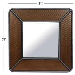 Maple And Jade 31" Square Wall Mirror In Rich Brown And Dark Gray -Home Decoration Series 60031812 14
