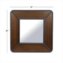 Maple And Jade 31" Square Wall Mirror In Rich Brown And Dark Gray -Home Decoration Series 60031812 6