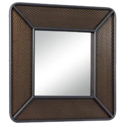 Maple And Jade 31" Square Wall Mirror In Rich Brown And Dark Gray -Home Decoration Series 60031812 7