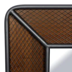 Maple And Jade 31" Square Wall Mirror In Rich Brown And Dark Gray -Home Decoration Series 60031812 9