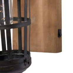 Maple And Jade 6" X 15" Wall Sconce In Brown And Black -Home Decoration Series 60032034 5