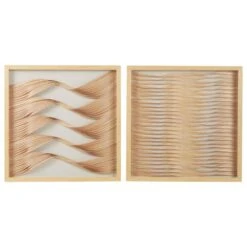 Maple And Jade 24" X 24" Abstract Framed Wall Art In Brown And Beige (Set Of 2)