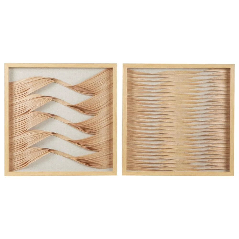 Maple And Jade 24" X 24" Abstract Framed Wall Art In Brown And Beige (Set Of 2) 3 Maple And Jade 24" X 24" Abstract Framed Wall Art In Brown And Beige (Set Of 2)