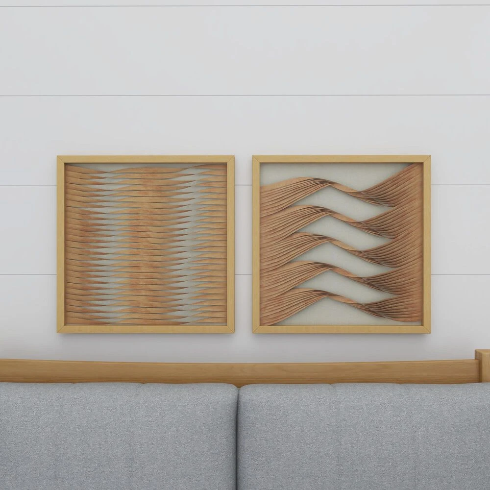 Maple And Jade 24" X 24" Abstract Framed Wall Art In Brown And Beige (Set Of 2) 13 Maple And Jade 24" X 24" Abstract Framed Wall Art In Brown And Beige (Set Of 2) - Image 11