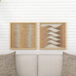 Maple And Jade 24" X 24" Abstract Framed Wall Art In Brown And Beige (Set Of 2) 32 Maple And Jade 24" X 24" Abstract Framed Wall Art In Brown And Beige (Set Of 2) -Home Decoration Series 60032505 12