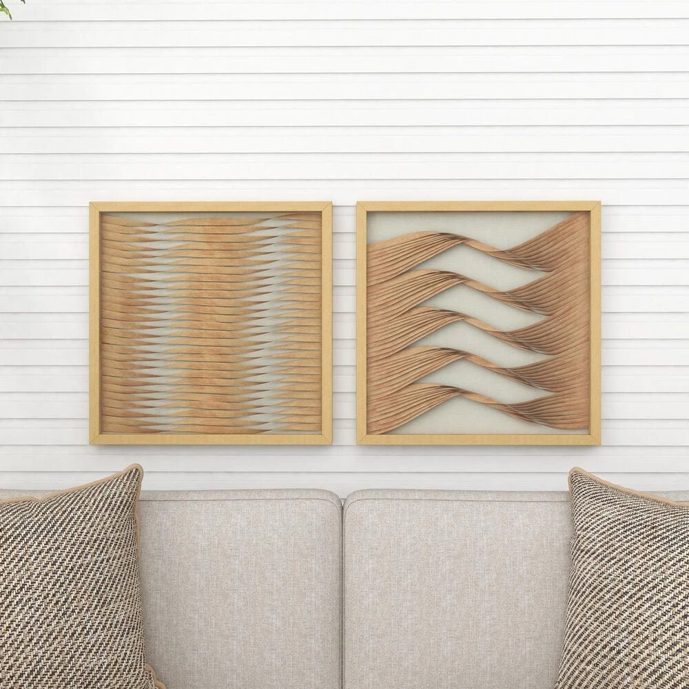Maple And Jade 24" X 24" Abstract Framed Wall Art In Brown And Beige (Set Of 2) 14 Maple And Jade 24" X 24" Abstract Framed Wall Art In Brown And Beige (Set Of 2) - Image 12