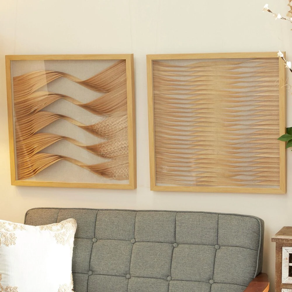 Maple And Jade 24" X 24" Abstract Framed Wall Art In Brown And Beige (Set Of 2) 4 Maple And Jade 24" X 24" Abstract Framed Wall Art In Brown And Beige (Set Of 2) - Image 2