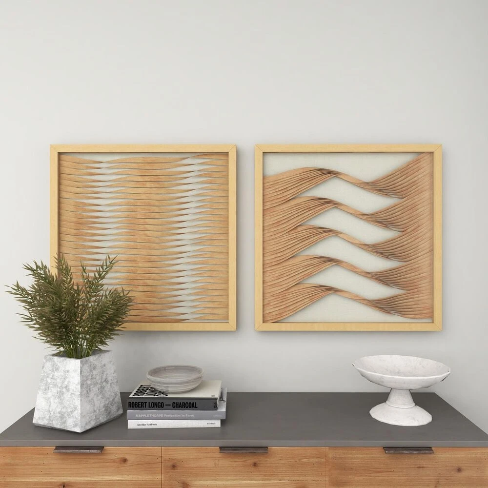 Maple And Jade 24" X 24" Abstract Framed Wall Art In Brown And Beige (Set Of 2) 10 Maple And Jade 24" X 24" Abstract Framed Wall Art In Brown And Beige (Set Of 2) - Image 8