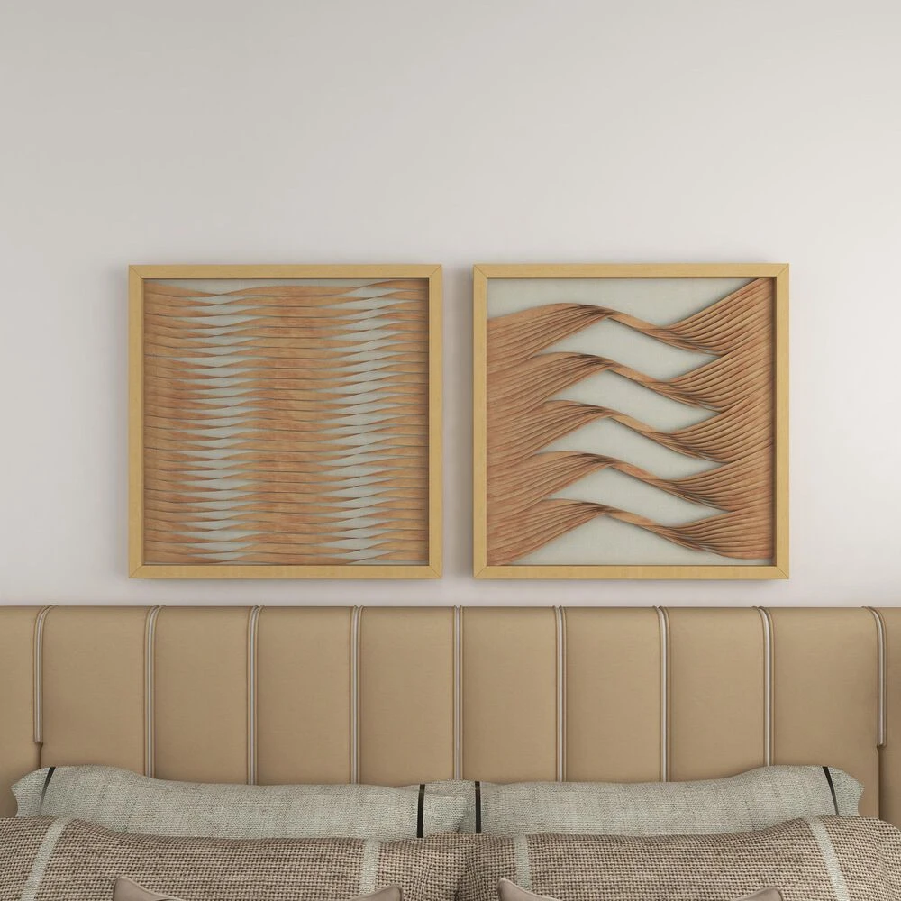Maple And Jade 24" X 24" Abstract Framed Wall Art In Brown And Beige (Set Of 2) 11 Maple And Jade 24" X 24" Abstract Framed Wall Art In Brown And Beige (Set Of 2) - Image 9