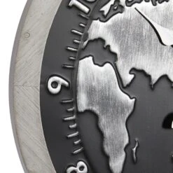 Maple And Jade 25" Metal And Wood Wall Clock In Grey -Home Decoration Series 60033560 3