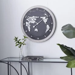Maple And Jade 25" Metal And Wood Wall Clock In Grey -Home Decoration Series 60033560 8