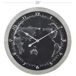 Maple And Jade 25" Metal And Wood Wall Clock In Grey -Home Decoration Series 60033560 9