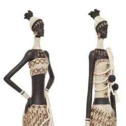Maple And Jade 31" African Women Sculpture In Ebony Black And Eggshell White (Set Of 2) 11 Maple And Jade 31" African Women Sculpture In Ebony Black And Eggshell White (Set Of 2) -Home Decoration Series 60034915 3