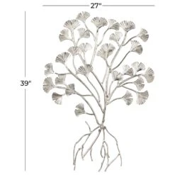 Maple And Jade 39" X 27" Glam Flowers Wall Decor In Silver -Home Decoration Series 60036563 6