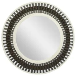Maple And Jade 36" Round Wall Mirror In Black, White And Red -Home Decoration Series 60036837 12
