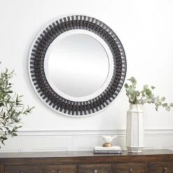 Maple And Jade 36" Round Wall Mirror In Black, White And Red -Home Decoration Series 60036837 8